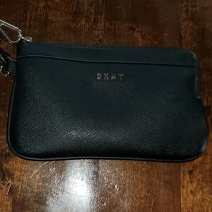 DKNY - Black Zip Top Wristlet.